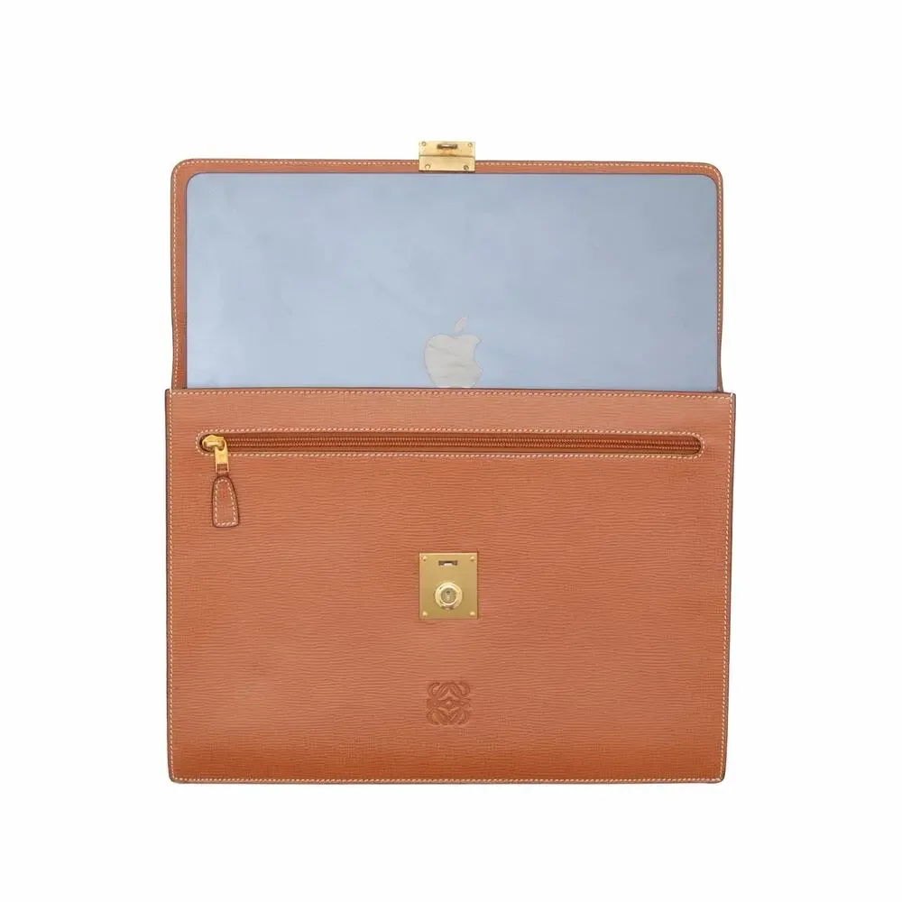 LOEWE Anagram Embossing Leather Clutch Bag Brown 13-15” Laptop Case Sleeve